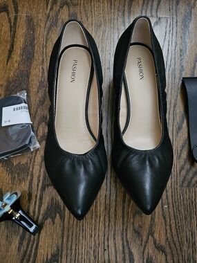 Pashion Convertible Heels Coal Leather Pumps 3” Block NWOT